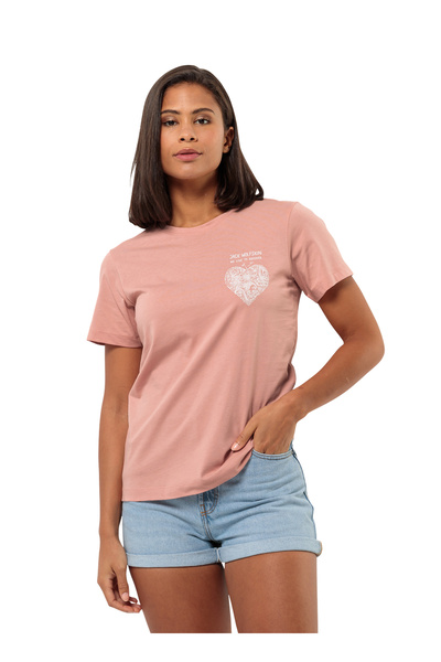 Jack Wolfskin Pembe Kadın Bisiklet Yaka T-Shirt 1809701_2919_DISCOVER HEART T W