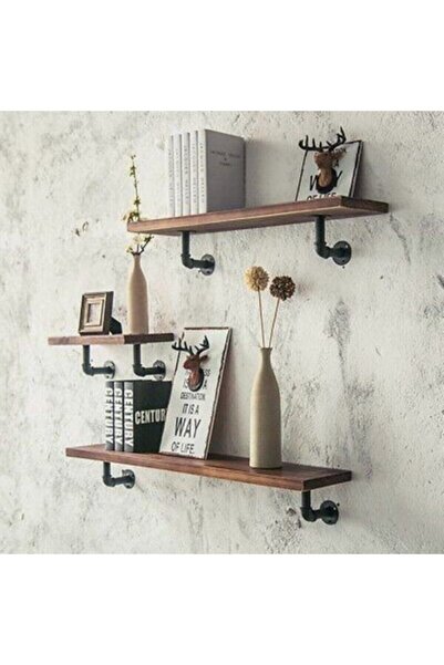 Blbndesign Dekoratif Duvara Borudan Raf 3'lü Set