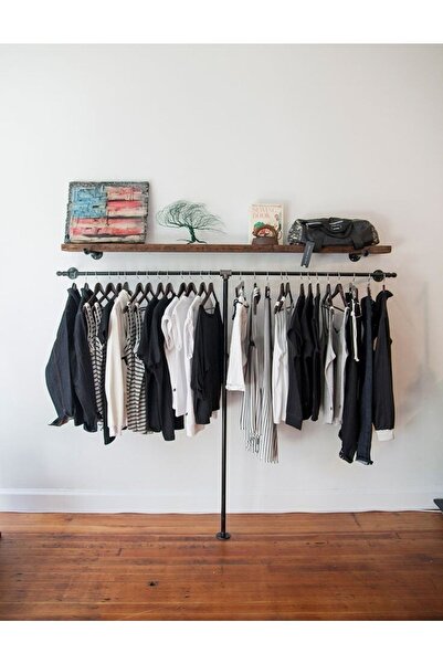 Blbndesign Dekoratif Borudan Raf Ve Askılık 2'li Set