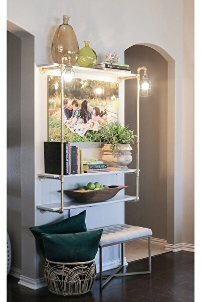 Blbndesign Dekoratif Duvara Borudan Raf Ve Aydınlatma Lambader