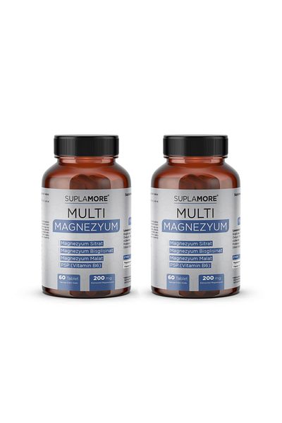 Suplamore 2 Pack Magnesium Bisglisinate Citrate Malat - 60 Tablets P5p