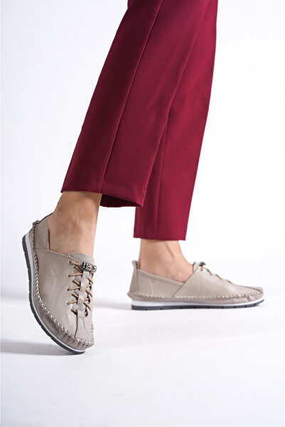 Deripabuc Balerini din piele naturală argintiu-g pentru femei Dp16-0051