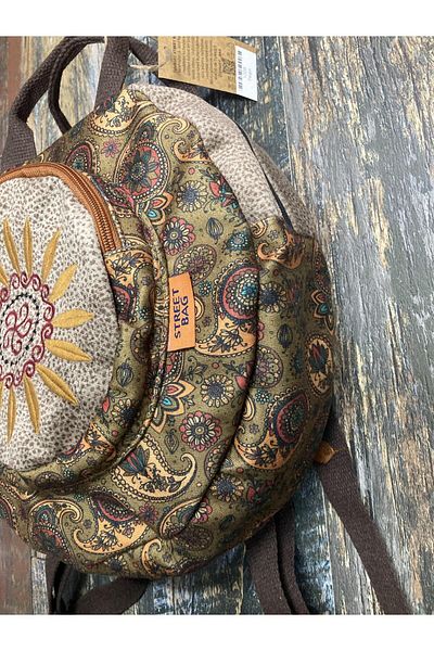 Street Bag Fargin Ethnic Αυθεντικό Στρογγυλό Σακίδιο Πλάτης Bohemian Καθημερινό Ταξιδιωτικό Σακίδιο