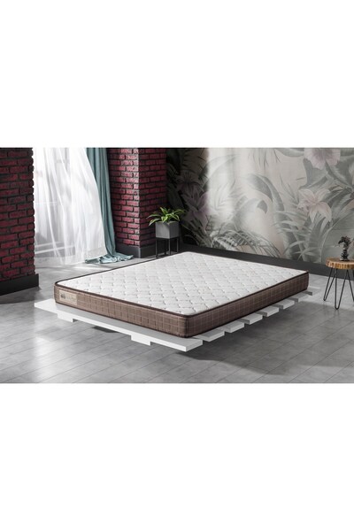 bedpark Organik Bamboo Kumaş Yaylı Yatak Bed-01 | Visco Süngerli, Beyaz-kahverengi, Ortopedik Konfor
