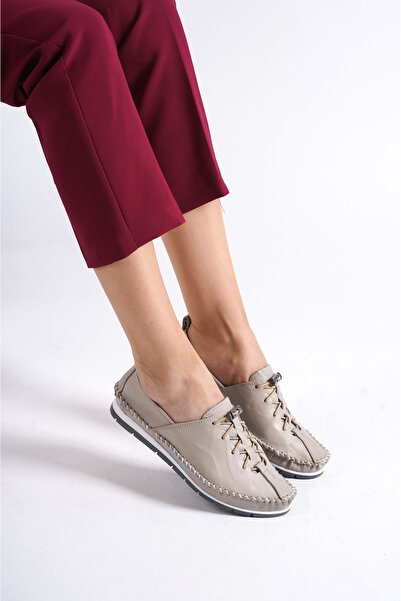 Deripabuc Balerini din piele naturală argintiu-g pentru femei Dp16-0051