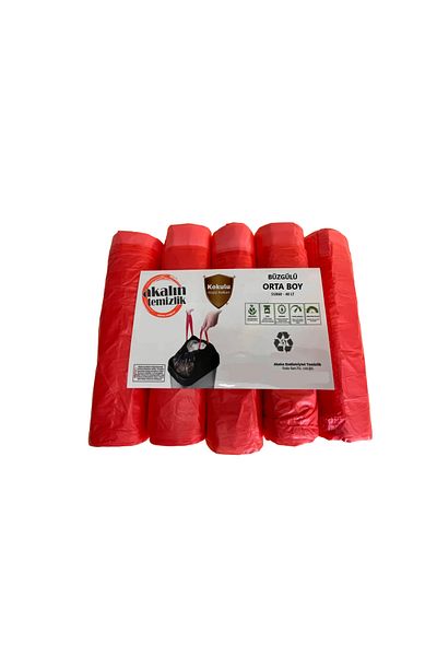 Akalın Professional Cleaning Products Drawstring Strawberry Scented Medium Garbage Bag 55x60 Cm 5 Rolls