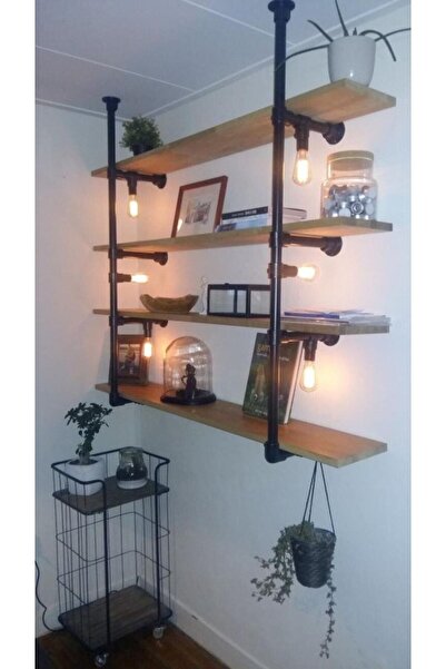 Blbndesign Dekoratif Duvara Borudan Raf Ve Aydınlatma Lambader