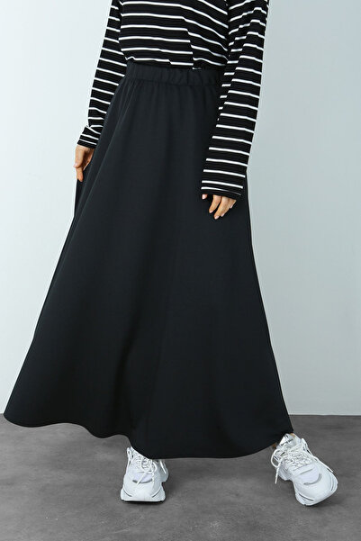 MYROYAL تنورة سكوبا سوداء واسعة للنساء