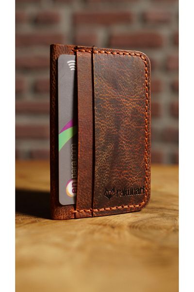 rakunart 100% Handmade Palm Card Holder Brown