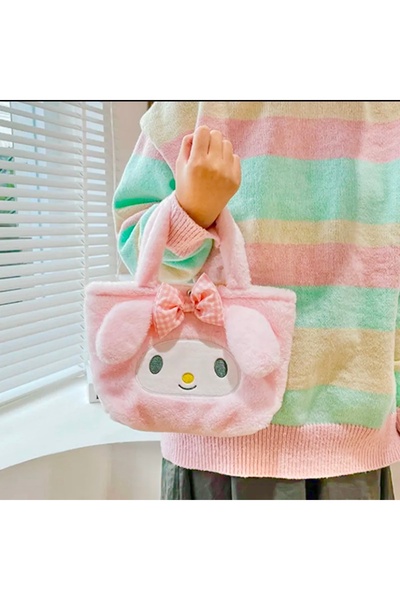 SHEKER HOME My Melody Plush Children's Handbag Shoulder Bag Girl Teen - Pink