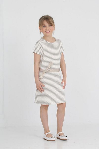 LupiaKids Jacquard Beige Girl's Dress LP-24SUM-001