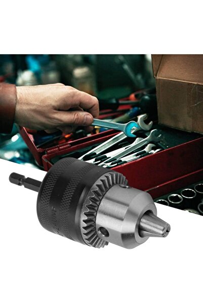 Depolife hex adaptörlü matkap mandreni 1/4 altıgen şaftlı 10mm 3/8 anahtarlı metal mandren anahtarlı