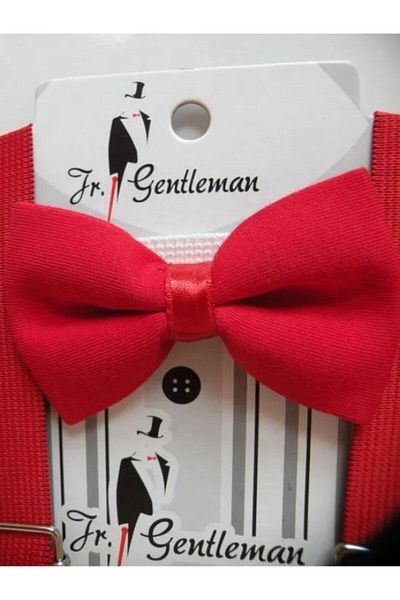 redbug kids Boy's Red Suspender Bow Tie Set 1-6