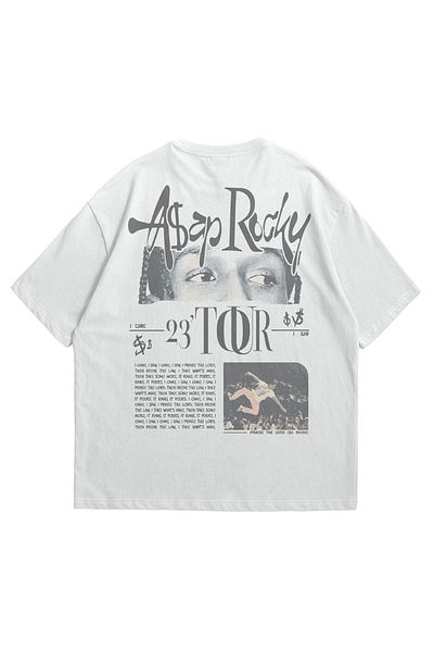 Stadium Μπλουζάκι White Asap Printed Oversize Crew Neck T-shirt - Unisex, κοντομάνικο