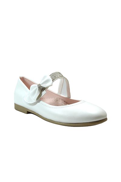 Onlo Ayakkabı TY.723 Balerina pentru fetiță cu velcro alb și pudra