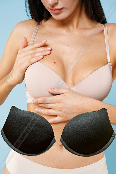 Greathings Mayo & Bikini Için Double Dolgu Push Up Siyah Renk Göğüs Dolgusu P...