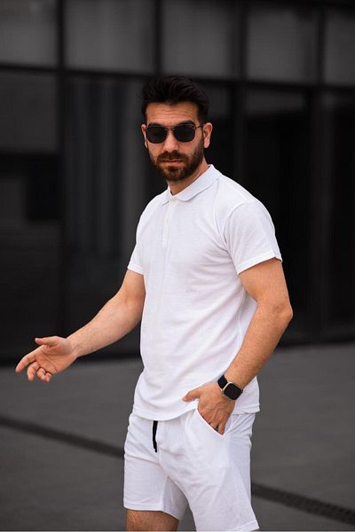 LUPERCUS MEN'S WHITE BOTTOM TOP SET WITH SHORTS
