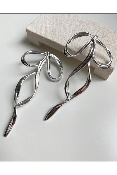 takıtarzım Bow silver women's earrings