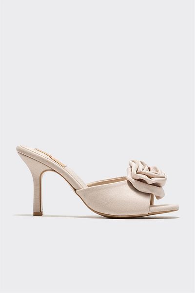 Elle Shoes Beige Women's Heeled Slippers