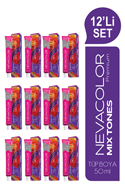 Nevacolor Premium 12'Lİ SET TÜP MIX Kalıcı Krem Saç Boyası MIX 0.22 YOĞUN MOR...