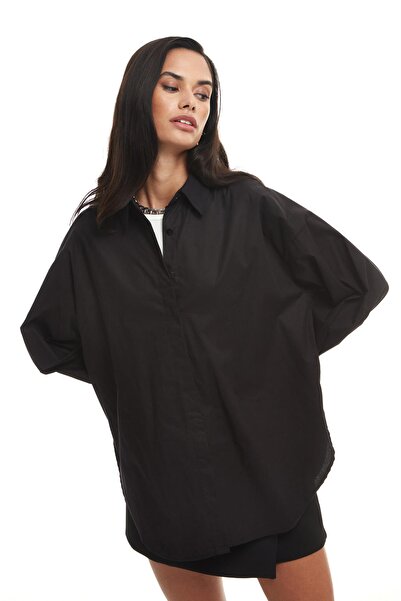 Quzu Cămașă neagră oversize