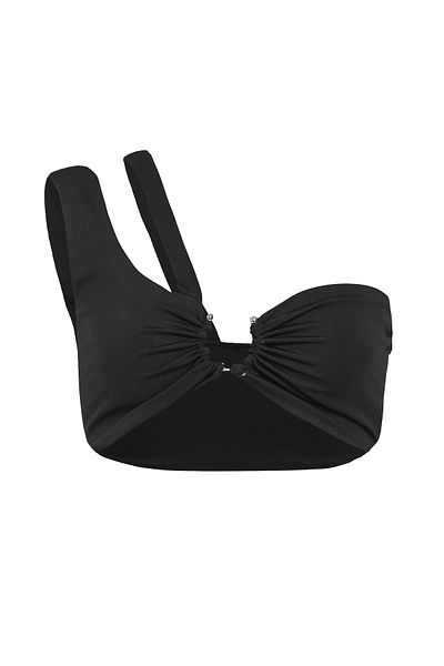 Quzu Δαχτυλίδι Λεπτομερές Bustier Μαύρο