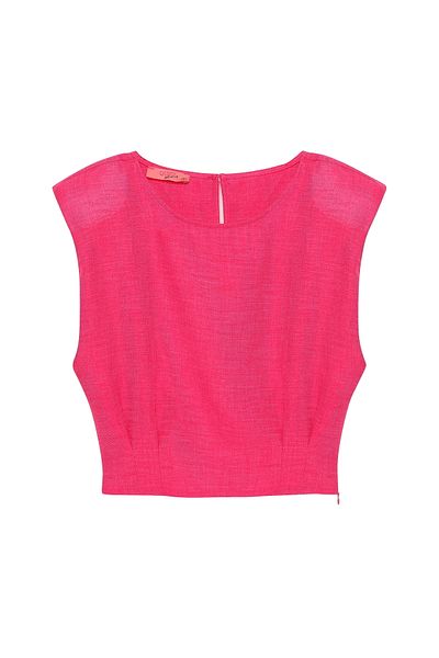 Quzu Wadded Detailed Sleeveless Blouse Pink