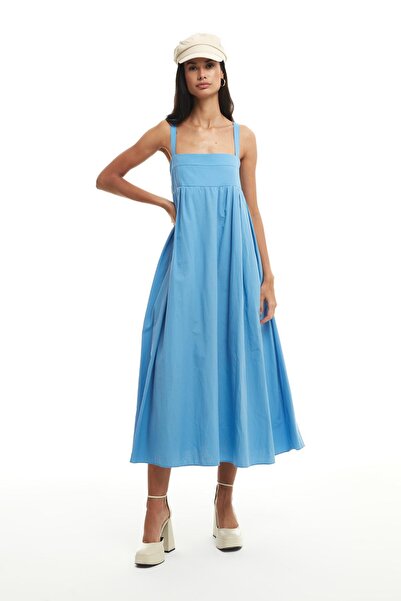 Quzu Strappy Long Dress Blue
