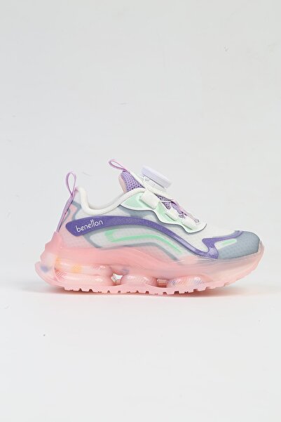 Benetton ® İTHAL Beyaz Pudra  Çocuk Bağcık Mekanizmalı Spor Ayakkabı BNI-10017