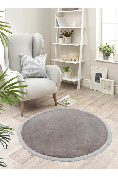 Valery Home Vl Yuvarlak Comfort Düz Saçaklı Peluş Halı Kahverengi