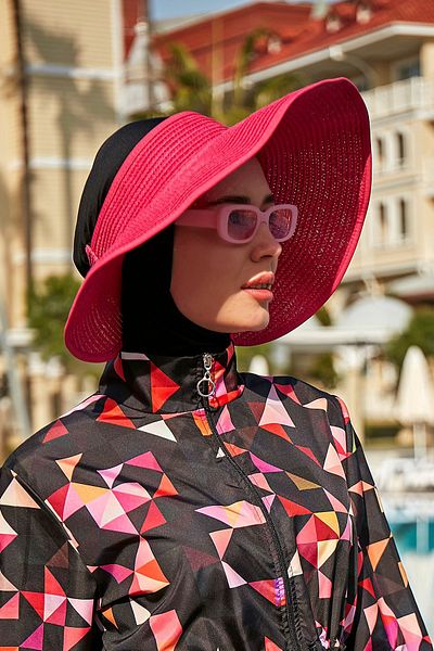 Remsa Mayo Remsa Bow Foldable Visor Straw Hat Sunscreen Visor RŞ-78 Fuchsia