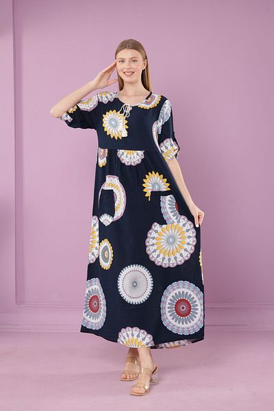 mervemoda Γυναικείο φόρεμα βισκόζης - με τσέπες και μακρύ γιακά