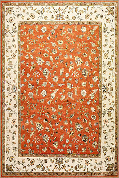 Rugs Modern Halı Оранжев, рамкиран, с флорални мотиви, модерен декоративен ки...