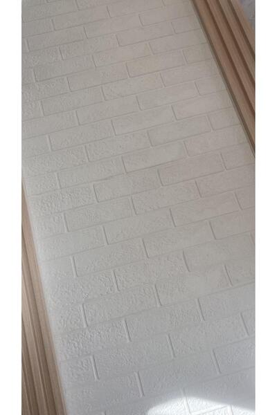 Renkli Duvarlar 70x70cm 1 Adet Yapışkanlı Dekoratif Tuğla Desen Beyaz Tezgah Arası Salon Duvar Kağıdı Paneli NW168