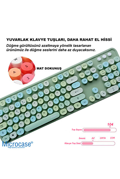 Microcase Mofii Sweet Serisi Renkli Kablosuz Klavye Mouse Set Türkçe AL4259