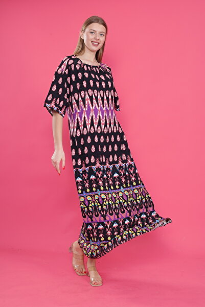 mervemoda Women's short sleeve woven dress