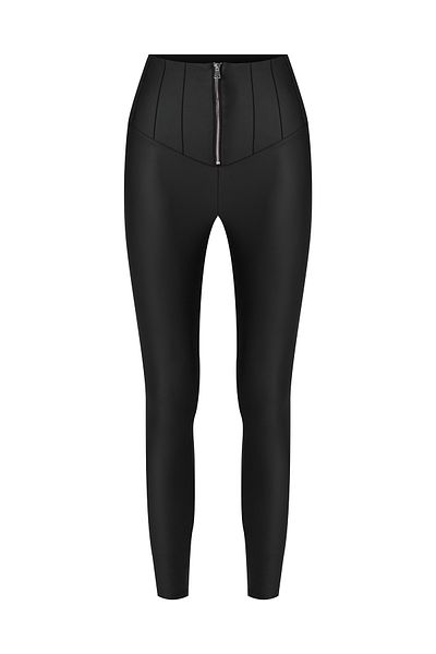 Quzu Zipper Detailed Leggings Black