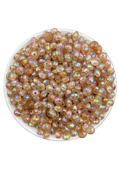 Hedef Bijuteri Mink / Light Brown 8mm Oblate Acrylic Beads with Janjan, Jewelry, Bag Making Beads (50gr,~290 Pieces)