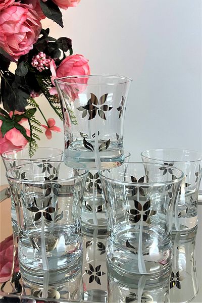DECOSTYLE 420014   Flower Printed and Decorated Pasabahce Azur Water Cup 240Cc Set of 6