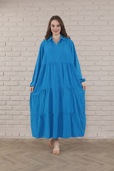 mervemoda Γυναικείο μακρυμάνικο συν μέγεθος υφαντό φόρεμα