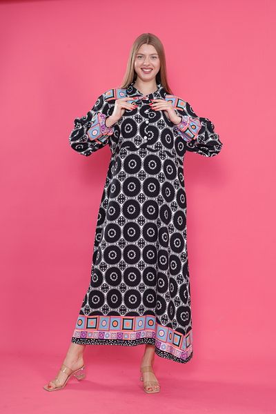 mervemoda COPY - Γυναικείο μακρύ φόρεμα από βισκόζη υφαντό σε μεγάλο μέγεθος