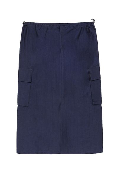 Quzu Gathered Pocket Detailed Cargo Skirt Navy Blue