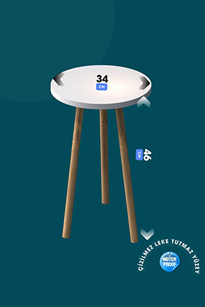 Monte Sehpa Roma Yan Sehpa Beyaz Natural