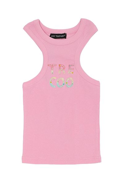 Quzu Halter Neck Crop Blouse with Pearl Accessories Pink