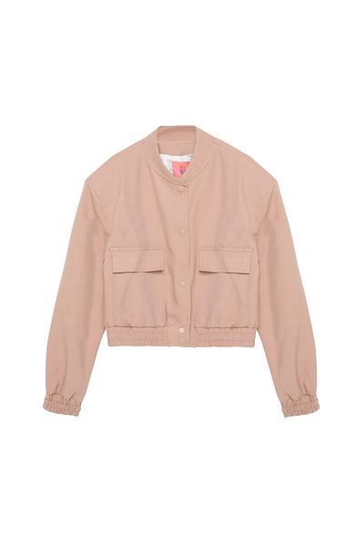 Quzu Big Pocket Detailed Bomber Jacket Beige