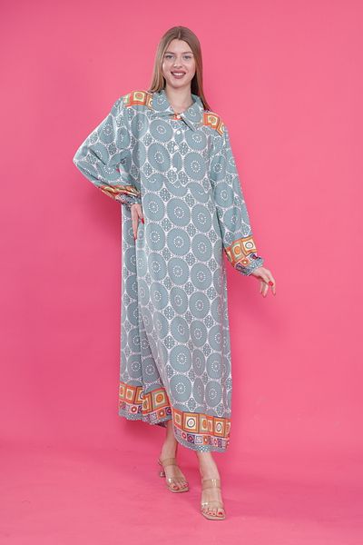 mervemoda Γυναικείο μακρύ plus size υφαντό φόρεμα βισκόζης