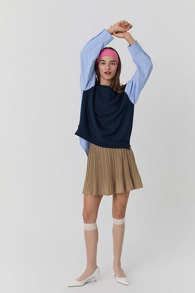 Quzu Πουκάμισο με λεπτομέρεια φούτερ Navy Blue