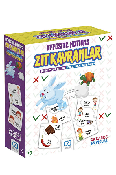 CA Games بطاقات ألعاب تعليمية للأطفال تدعم اللغة التركية-الإنجليزية مع 29 بطا...