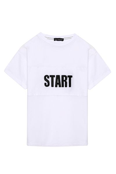 Quzu Tricou din tul cu imprimeu alb