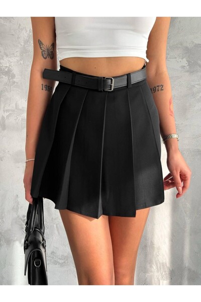 JUST MAY Siyah Kemerli Mini Şort Etek